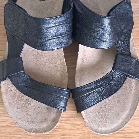 Munro Libra Women’s 8.5 Black Leather Strappy Slide Sandals Made in USA - Picture 4 of 10